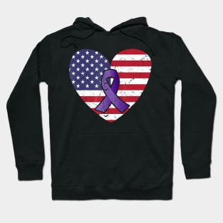 America Flag Heart Alzheimer Awareness  Family Gift Hoodie